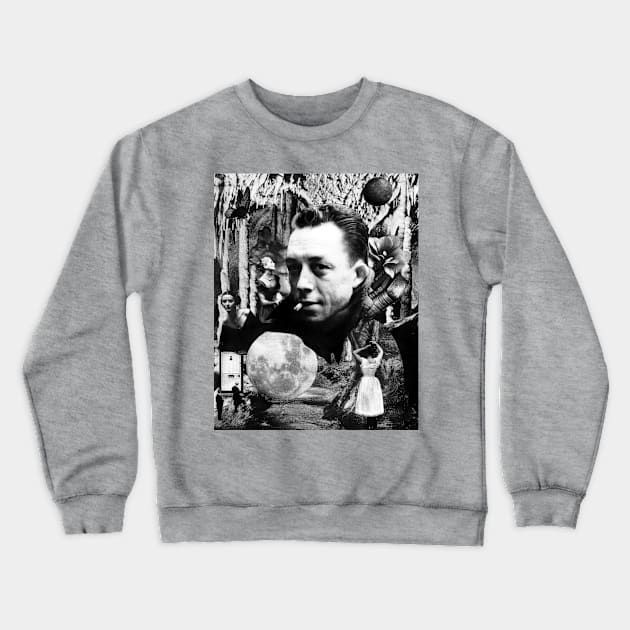 Albert Camus French Philosopher Absurdism Stoicism Book Crewneck Sweatshirt by seruniartworks